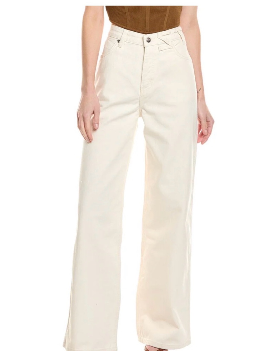 STAUD X Wrangler The Loose Cream Wide Leg Jean - Picture 2 of 5